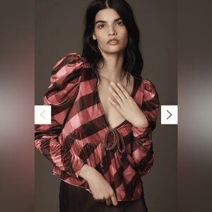 Anthropologie Maeve Plaid Velvet Babydoll Top